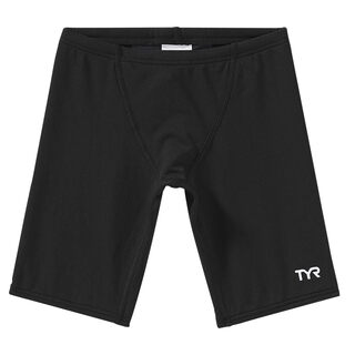 Tyr boys' competitive swimming trunks, professional training style, sun protection and quick-drying, knee-length version, black 24