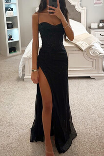 Women's fashionable and sexy european and american temu hot-selling dress long dress banquet evening dress black m