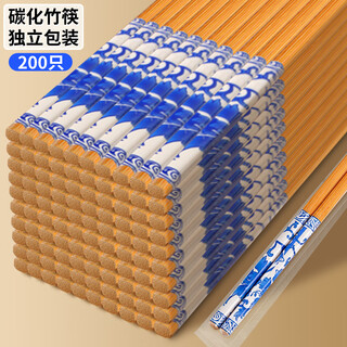 Xingfang disposable chopsticks blue and white porcelain high-end independent packaging extended and bold 100 pairs convenient chopsticks bowls and tableware supplies