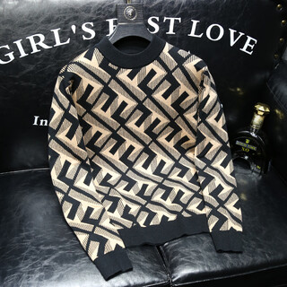 Barbouria high-end light luxury jacquard cardigan men's autumn and winter new style trendy slim inner layering shirt men's sweater black m