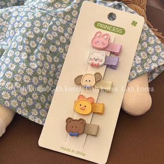 Chansunrun candy color cute sparkling princess children's hair clip does not hurt hair all-inclusive cloth cartoon cute side broken hair clip hair accessories a-animal all-inclusive cloth hair clip set