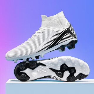 Messi c ronaldo high-top football shoes mercurial 16 boys and girls students cr7 long nails short broken nails tf training special shoes white-long nails 42