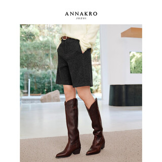 Jiuzi annako gaozhi commuting old money style loose straight cut shorts women's 2025 winter new black gray m