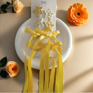 Enrmiiv bow braided hairpin star pink purple blue hairpin concert music festival support color hairpin set yellow 6-piece set