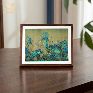 Bronze master hand-engraved copper carving painting <thousand miles of rivers and mountains (desktop)> study and office decoration painting
