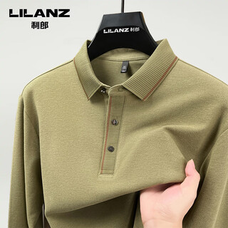 Lilang polo shirt men's long-sleeved autumn and winter thickened 2025 new business casual solid color t-shirt men's t-shirt 1598-green m (recommended 90-120jin jin equals 0.5 kg)