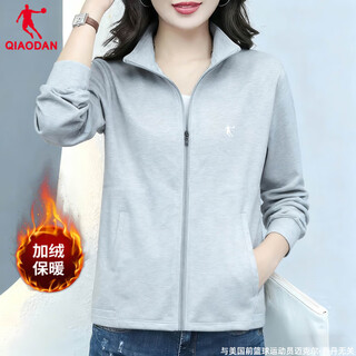 Jordan velvet jacket women's 2025 winter new thick warm sports jacket stand collar cardigan top loose casual wear gray gray l/175