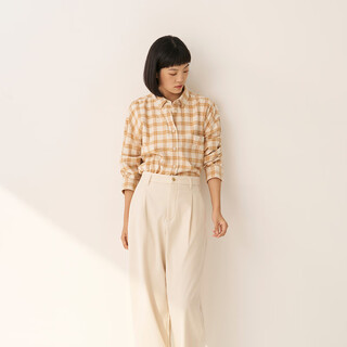 Muji women's flannel shirt jacket women's jacket fall 25 women's bc2poa5a dark yellow plaid s (155/80a)