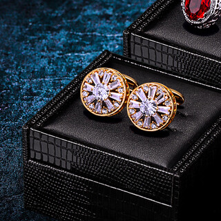 KFLK高档袖扣法式衬衫轻奢衬衣袖口钉金属奢华镂空袖钉男士Cfflinks  金色