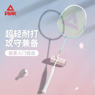 匹克 羽毛球拍单拍碳复合耐打成人学生套装训练比赛拍桃花 灰白