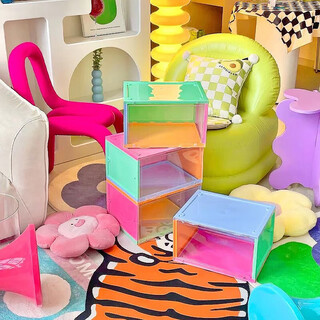 Acrylic shoe caron color shoe box acrylic transparent magnetic sneaker storage box plastic exhibition 36x28x22 b dopamine 1 pack