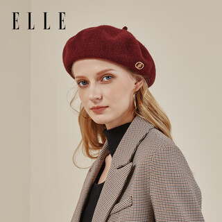 Elle 100% wool beret women's autumn and winter fashion versatile big head circumference showing face little painter pumpkin hat
