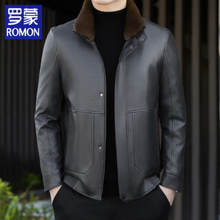 Romon faux leather jacket men's short autumn and winter removable mink liner jacket fashionable warm stand collar leather jacket men light gray m 170 recommended 100-120 jin jin equals 0.5 kg