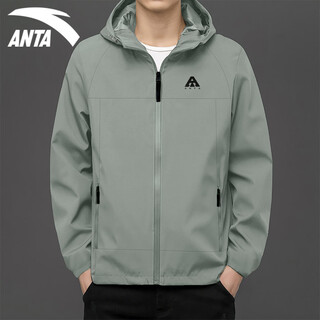 Anta jacket men's soft shell jacket autumn and winter new earth shell 3.0 charge three-proof plus velvet men's outdoor sports jacket water-repellent 6609-4 slightly smoked green l (175) suitable for 120-140 jin jin equals 0.5 kg