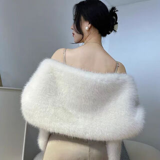 Clcey wedding dress shawl women's autumn and winter fox fur cloak bridal coat thickened wedding dress cheongsam outer banquet white