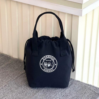 Pengjing ms. 2025 new fashion handbag drawstring pocket hand-held insulated bag commuting lunch box mommy lunch box bucket bag classic color