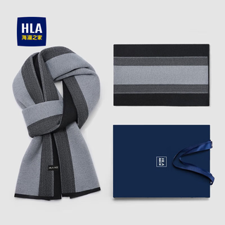 Heilan house (hla) scarf with wool, men's neck scarf, birthday gift for boys, boyfriend, dad, black and gray, one size fits all