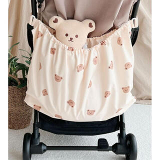 Korean printed trolley storage bag, large hanging pocket, mother's bag, baby's outing clothes, diaper storage bag, multi-bear storage bag