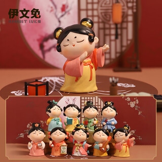 The rabbit iven guochao tang xiaoyuan ornaments blind box figures xi'an souvenirs cultural and creative gifts birthday gifts women's office ornaments tang ba yi blind box - eight in the whole box (non-duplicate)