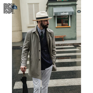 Bg glamurb light luxury brand jacket men's windbreaker japanese imported retro high-end business formal rainproof fabric mid-length coat gray green 96# ready-made s