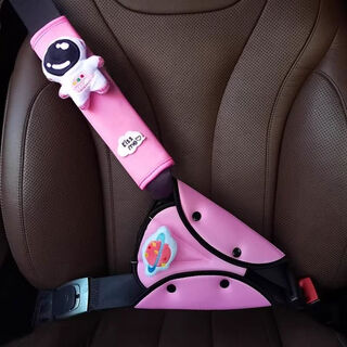 British nextrtrx car child safety belt holder anti-stranglehold shoulder pad set car baby pass pink planet regulator + pink astronaut