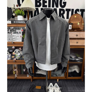 Poum american cleanfit jacket men's spring and autumn boxy version short shoulder pad suit jacket lapel flight suit lpfs-x176 gray m