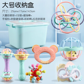 Shixi flower language is suitable for baby teething gum manhattan ball, soft gum molar, baby can chew on it during teething period, chewing gum hand grasping ball massage ball, value-for-money large manhattan ball 7-piece set (storage box)