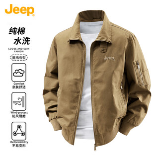 Jeep (jeep) jacket men's spring and autumn windproof, warm and comfortable versatile lapel long sleeve casual men's jacket camel l