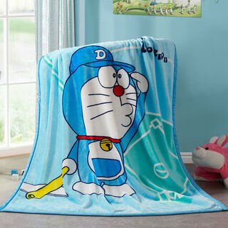 Sanqihu children's blanket double layer thickened baby newborn baby blanket autumn and winter kindergarten coral velvet blanket card doraemon 100*140 single layer