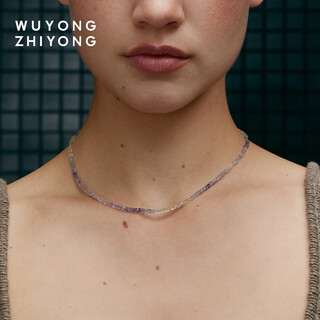 Useless use leisurely and interesting natural colored fluorite necklace original design fresh niche versatile clavicle chain thin chain gift gift box necklace 2mm colored fluorite square grain necklace