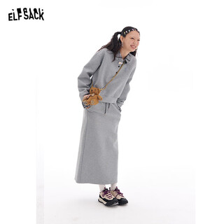 Fairy's pocket gray skirt and sweatshirt two-piece suit 2025 spring new miu style sports and leisure casual hemp gray s