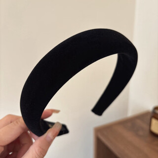 Mr. ouyang's retro simple velvet sponge wide-brimmed headband for women 2026 new high-top versatile hair bundle temperament face wash headband black flocked headband about 3cm