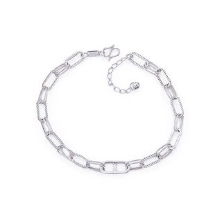 Jinshang jewelry pt950 platinum bracelet, rounded double ring pig nose, cross chain niche design, fashionable and simple, ins cold style, platinum rounded double ring pig nose bracelet, about 7g