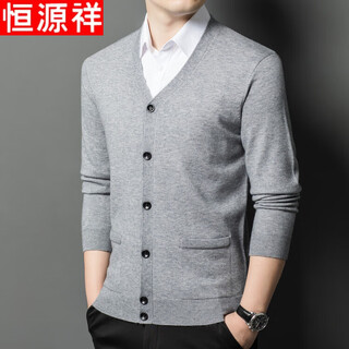 Hengyuanxiang wool cardigan jacket men's autumn and winter middle-aged men's thickened v-neck knitted bottoming sweater dad outfit