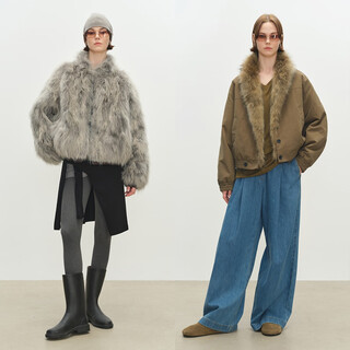 Msbeast miss beast second-hand two-color raccoon fur collar reversible drop shoulder slightly wide jacket party jacket丨bahn new order pine green s