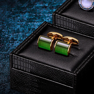 KFLK男士袖扣法式轻奢衬衫袖口扣金属袖钉高档衬衣绿色袖口扣定制刻字 绿色
