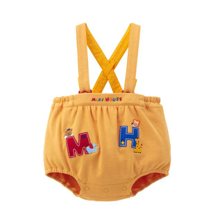 Mikihouse overalls new style cartoon alphabet bear embroidered frog pants butt pants for boys and girls yellow 80cm