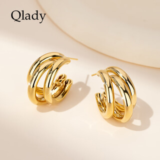Qlady gold multi-layer earrings for women light luxury niche high-end silver needle earrings for women 2025 new light luxury earrings earrings