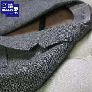 Romon peaky blinders retro wool suit jacket autumn british tweed slim casual men's dress suit winter dark gray top xl