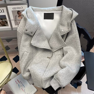 Mo xiaodao american high street cardigan sweatshirt men's autumn heavy retro loose hooded jacket men's and women's design couple clothes light gray xl recommended 120-140jin jin equals 0.5 kg