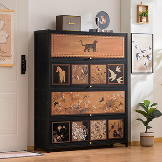 Old bamboo craftsman shoe cabinet door entry storage cabinet integrated wall entrance household shoe shelf new multi-layer simple corridor storage