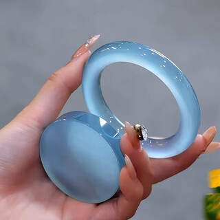 Burmese high ice type floating blue flower jade bracelet round old pit a goods glass type full circle jade bracelet