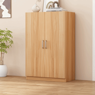 Jiefei wardrobe home bedroom economical simple rental house solid wooden style modern simple small apartment storage cabinet light walnut color hot sale promotion jianyi style 2 doors // 1.2 height 60 width 40 depth