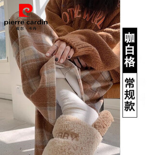 Pierre cardin (pierre cardin) large size 300jin jin is equal to 0.5kg american retro plaid woolen plus velvet pants for women spring and autumn fat mm large size pants wide leg pants coffee color - regular style l recommended 85-110jin jin is equal to 0.5kg