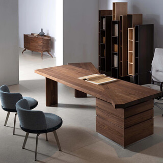 Aesthetic school new chinese style high-end black walnut special-shaped desk italian design office simple irregular computer desk customization contact customer service (deposit)