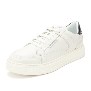 Armani (armani) men's logo contrast color leather casual sports shoes white 39.5(39m)