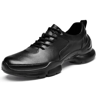 Sachi men's shoes 2025 new genuine leather soft soled casual shoes business breathable versatile leather shoes men's sports and walking autumn black non-porous 40 standard sports shoe size