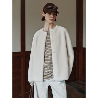 Msbeast miss beast imported merino fur one-piece jacket women's lamb fur coat丨snowing ningdong milk gray m