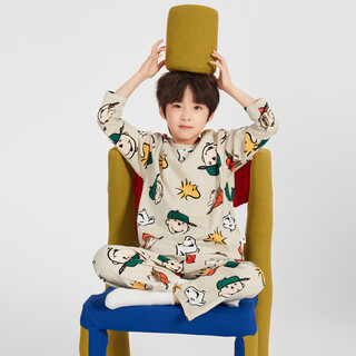 Duojia boys home clothes spring and autumn pure cotton skin-friendly pajamas set 2025 new children's cartoon full printed two-piece set