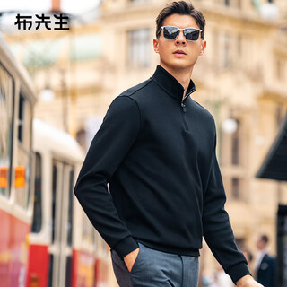 Mr. bu half turtleneck zipper pullover thickened long-sleeved sweatshirt close-fitting and comfortable top piano black l (175)